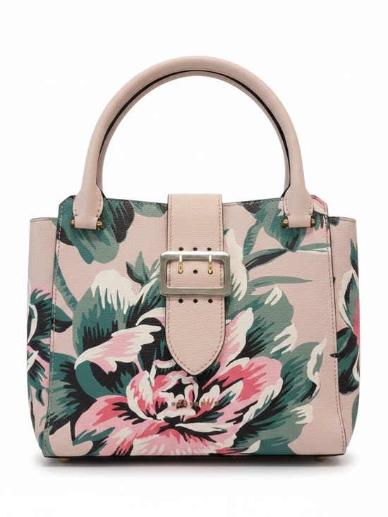 Burberry Handbags - Burberry Pink Floral Leather Satchel with Green Accents